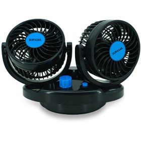 Resim Dijipazar Oto Vantilatör 24 Volt Uyumlu 360 Derece Dönebilen Çift Başlı Vantilatör Çakmaklık Soketli 