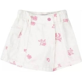 Resim Kız Bebek Nakışlı Bel Lastikli Şort Etek-14124 Beyaz 