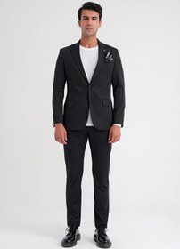 Resim Efor Comfort Fit Çift Yırtmaç Pamuk Karışım Dokulu Siyah Blazer Ceket C 722 
