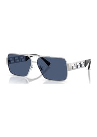Resim Versace Ve 2290 100180 61 Erkek Dikdörtgen Gümüş Metal Güneş Gözlüğü Gri 