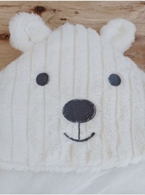 Resim Yenidoğan Beyaz Wool Yün Kumaş Ayıcık Kulaklı Kundak Bebek Battaniyesi Çok Renkli 