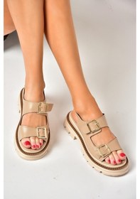 Resim Fox Shoess437302209 Ten Kalın Tabanlı Kadın Sandalet Ten Rengi 
