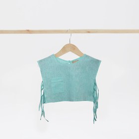 Resim Yandan Bağlama Detaylı Crop Beyaz - Yeşil 