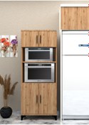 Resim Buzkan Mobilya % 100 Mdf Çok Amaçlı Dolap, Fırın Ve Mikro Fırınlık Dolap_ceviz-ceviz 