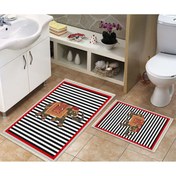 Resim Belemir Fil Kırmızı Kaymaz Deri Taban Ikili Banyo Seti, Makinada Yıkanabilir, A Kalite Ürün 