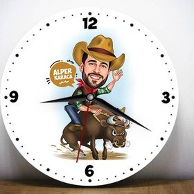 Resim Rodeo Yapan Kovboy Karikatürlü Duvar Saati 