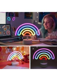 Resim Plastik Gökkuşağı Neon Led Işık - Dekoratif Renkli Masaüstü Ve Ambiyans Aydınlatması Çok Renkli 