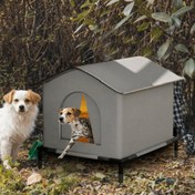 Resim Her Mevsim Kullanıma Uygun Yüksek Kaliteli ve Yalıtımlı Dış Mekan Köpek Evi & Kedi Barınağı - Sağlam Oxford Kumaştan Kolay Montajlı Kulübe Çadırı, Gri/Siyah Kapalı Evcil Hayvan Yatağı Küçük/Orta Boy Köpekler, Yavru Köpekler, Kediler İçin - Taşınabilir Bahçe Barınağı 