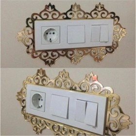 Resim PremiumPort Gold Renk Standart 3'lü Priz Çerçevesi, Şık ve Kullanışlı Tasarım 