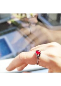 Resim Oriental Kuyumculuk Jewellery Papatya Desenli Akik Taşlı Gümüş Yüzük Gümüş 
