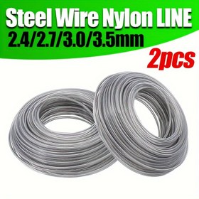 Resim 2'li Çelik Çekirdekli Naylon Tıraş Çizgi, Yüksek Verimli Çim Kesici İpliği, 10m, 2.4/2.7/3.0/3.5mm Çap, Dayanıklı Çim Biçme Kordonu Değiştirme 