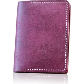 Resim Çakıl Tasarım Hakiki Deri Mor Ruhsat Kabı 