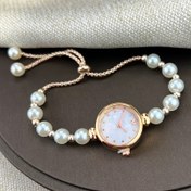 Resim Şık Kadınlar için Gül Altın Bileklik ile Kuvars Saat - Şık Analog Ekran, Alaşım Kasa ve Bant, Ona İdeal Hediye, Moda Aksesuarı | Moda Aksesuarı | Alaşım Bileklik, Saat Aksesuarları 