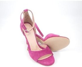 Resim Design Kadın Fuşya Suet Tokalı Ince Topulu Sandalet Pinky-1 