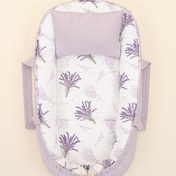 Resim Babynest ve Yastık - Çift Taraflı - Lila Muslin - Lavanta 