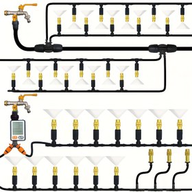 Resim Çok Yönlü Dış Mekan Sis Sistemi - 5M-30m Menzil, Bahçe Soğutma & Sulama Kiti, Pirinç Atomizer Nozulları ve 1/4'' Hortum ile Veranda ve Sera İçin 