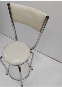 Resim Sandalye Bar Tipi Yüksek Model Krem 4 Adet Metal Çelik Nikelaj Su 