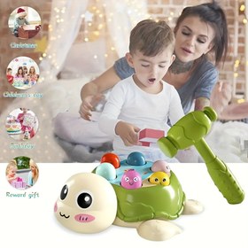 Resim 1 adet Etkileşimli Kaplumbağa Çekiç Oyuncak, Eğitici Renkli Şekil Sıralama Oyunu, Dayanıklı Diğer Malzeme Yapı, 0-3 Yaş Arası Çocuklar İçin, Noel, Cadılar Bayramı, Şükran Günü İçin İdeal Hediye 