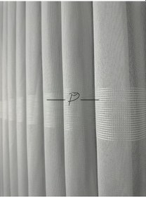 Resim Tül Perde Bantlı Şerit Anotella Desen Lüx Armür 3 Farklı Renk Seçeneği Ekru-Ekru Şerit 