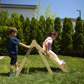 Resim Montessori Pikler Üçgeni + Kaydırak İkili Tırmanma Seti 