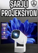 Resim Genel Markalar Şarjlı Projeksiyon Oyun Sinema Projektörü 4K HD Görüntü Kaliteli 