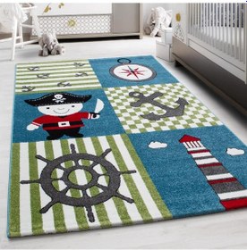 Resim Sevimli Korsan Desen Kolay Bakım Çocuk Halısı Çok Renkli 