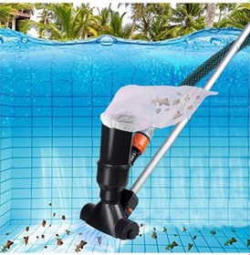 Resim Yaozixa Siyah Taşınabilir Havuz Süpürgesi, Toprak Üstü Havuzlar/spa/jakuziler İçin Yaprak Emici Ve 5 Bölmeli Kol İle Su Altı Temizliği 