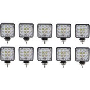 Resim ARSVİSİON AUTO ACCESSORIES Off Road Beyaz Işık Sis Farı Lambası 16 Led Kare 12-24v 48 Watt 