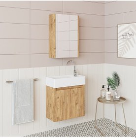 Resim Roomart Ayaksız Tek Kapaklı Lavabolu 50cm Banyo Dolabı Atlantik Ç Atlantik - Çam 