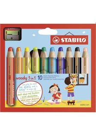 Resim Stabilo Woody 3In1 Kuru Boya Kalem Seti - 10 Renk 