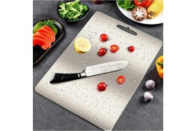 Resim Feyza Design Paslanmaz Çelik Kesme Tahtası 20X30 Cm, Çok Amaçlı, Mutfakta Güvenle Kullanım 