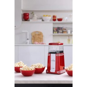 Resim Kırmızı Retro Popcorn Makinesi, Lezzetli Atıştırmalıklar Için Şık Tasarım 