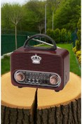 Resim Nns 8092 Nostalji Radyo Retro Wireless Bluetooth Hoparlör Usb-Tf Kart Giriş Şarjlı Bataryalı Pilli 