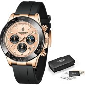 Resim Hanyang Silikon Gül Altın Lıge Panda Izle Adam Üst Marka Lüks Su Geçirmez Rahat Erkek Saatler Paslanmaz Çelik Kol Saatleri Kuvars Kronograf Izle Hombre (Yurt Dışından) 