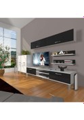 Resim Decoraktiv Eko 6y Mdf Dvd Krom Ayaklı Tv Ünitesi Tv Sehpası Beyaz - Siyah 