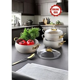 Resim Lavonni 6 Parça 3 Lü Granit Güveç Tencere Seti (18CM-20CM-22CM ) 
