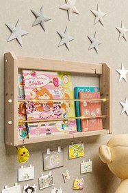 Resim Bino Çalışma Odası Kitaplık Duvar Rafı Montessori Kitaplık Çocuk Odası Raf Oyuncak Rafı Bebek Odası 