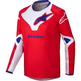 Resim Alpinestars Youth Racer Veil Off-road Genç Motosiklet Jerseyi Kırmızı Beyaz Mavi 