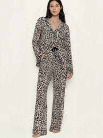 Resim Dofi Kadın Düğmeli Leoparlı S-XL Pijama Takımı - Kahverengi - Kahverengi / MEDIUM 