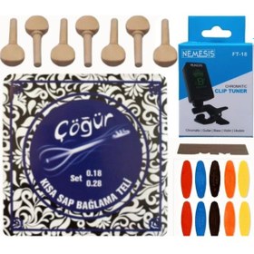 Resim Çöğür 0.18 Kısa Sap Bağlama Teli 5'Li Ekonomik Set 