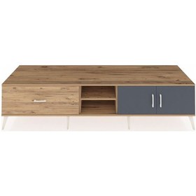 Resim Kronos Tv Ünitesi 2 Raflı Tek Çekmeceli 2 Kapaklı 220x59x51 Çam-antrasit/çam Antrasıt/atlas Çam - Atlas Çam 