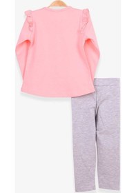 Resim Breeze Kız Bebek Taytlı Takım Balerin Kız Simli Baskılı Somon (1.5-2 Yaş 