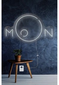 Resim Moon Yazılı Neon Tabela Beyaz 
