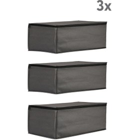 Resim 3'lü Set Baza Altı Düzenleyici Küçük Boy Hurç Antrasit Gri 50x25x20 Cm Gri 