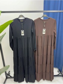 Resim Nevayla Moda Mevlana Kesim Kat Katlı Ferace Medine İpeği Siyah 