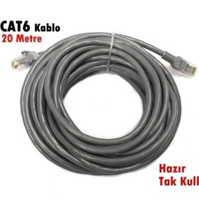 Resim Fully 20METRE Cat6 Kablo Hazır Fişli 