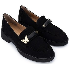 Resim Tamer Tanca Kadın Hakiki Deri Siyah Süet Loafer Ayakkabı 1051 01 Bn Ayk Sk24-25 Sıyah Suet Siyah 