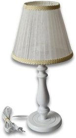 Resim TEKAY AYDINLATMA Krem Başlıklı Beyaz Ahşap Ayaklı Abajur KREM 