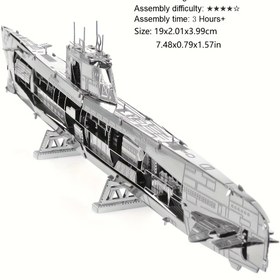 Resim 3D Metal Puzzle Kendin Yap Modeli Denizaltı Model Üç Boyutlu Metal Puzzle El Yapımı Model Kız Arkadaşa Düğün Hediyesi Tatil Hediyesi Noel Hediyesi Masaüstü Süs 