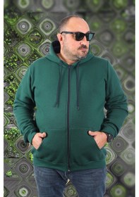 Resim Mocgrande Büyük Beden Unisex Kapüşonlu 3Ip Sweat 11701 Neftı Yeşil 